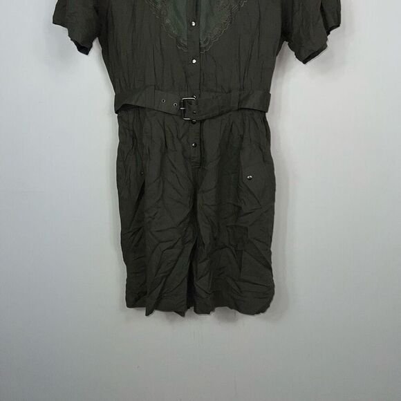 Together! Vintage 80s- 90s Olive Green Belted Romper - Picture 9 of 10